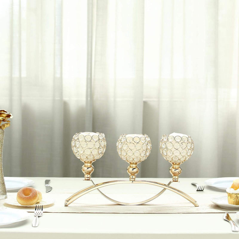 16" wide Candelabra Beaded Globes Candle Holders Centerpiece