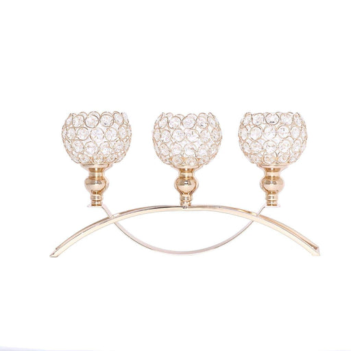 16" wide Candelabra Beaded Globes Candle Holders Centerpiece CHDLR_CAND_029_GOLD