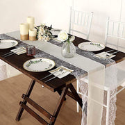 16"x108" Faux Burlap with Lace Table Runner