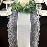 16"x108" Faux Burlap with Lace Table Runner