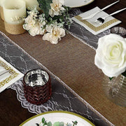 16"x108" Faux Burlap with Lace Table Runner