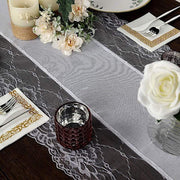 16"x108" Faux Burlap with Lace Table Runner