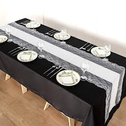 16"x108" Faux Burlap with Lace Table Runner