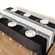 16"x108" Faux Burlap with Lace Table Runner