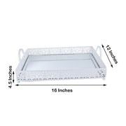 16"x12" Metal Rectangular Fleur De Lis Rim Mirror Serving Tray