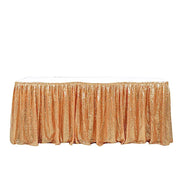17 ft Sequin Pleated Satin Table Skirt with Velcro Strip SKT_02P_GOLD_17