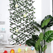 17" x 95" Expandable Lattice Fence Wood Backdrop Panel with Silk Ivy Leaves FURN_WOD_FEN001
