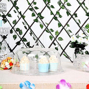 17" x 95" Expandable Lattice Fence Wood Backdrop Panel with Silk Ivy Leaves FURN_WOD_FEN001