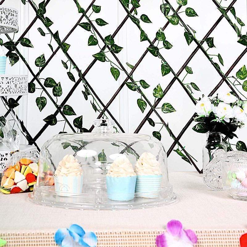 17" x 95" Expandable Lattice Fence Wood Backdrop Panel with Silk Ivy Leaves FURN_WOD_FEN001