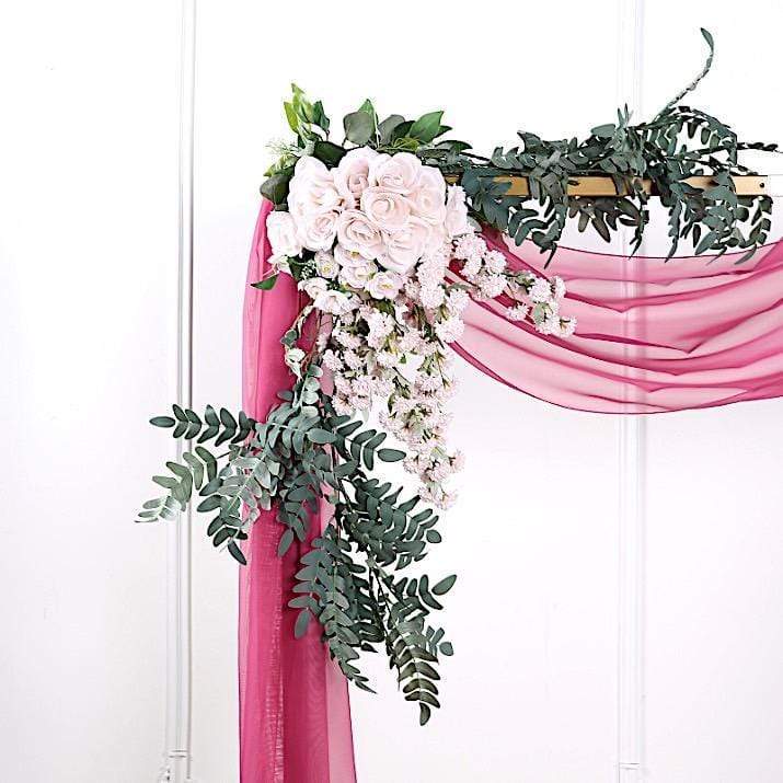 18 ft Sheer Organza Backdrop Curtain Window Drape Panel - Fuchsia CUR_PAN24_FUSH