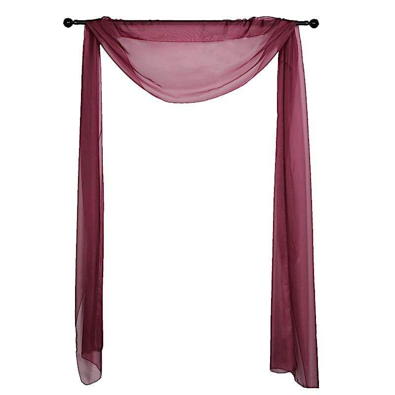18 ft Sheer Organza Backdrop Curtain Window Drape Panel CUR_PAN24_BURG