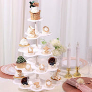 18" tall 5 Tier Plastic Dessert Stand Scalloped Cupcake Holder - White CAKE_PLST_R001_5_WHT
