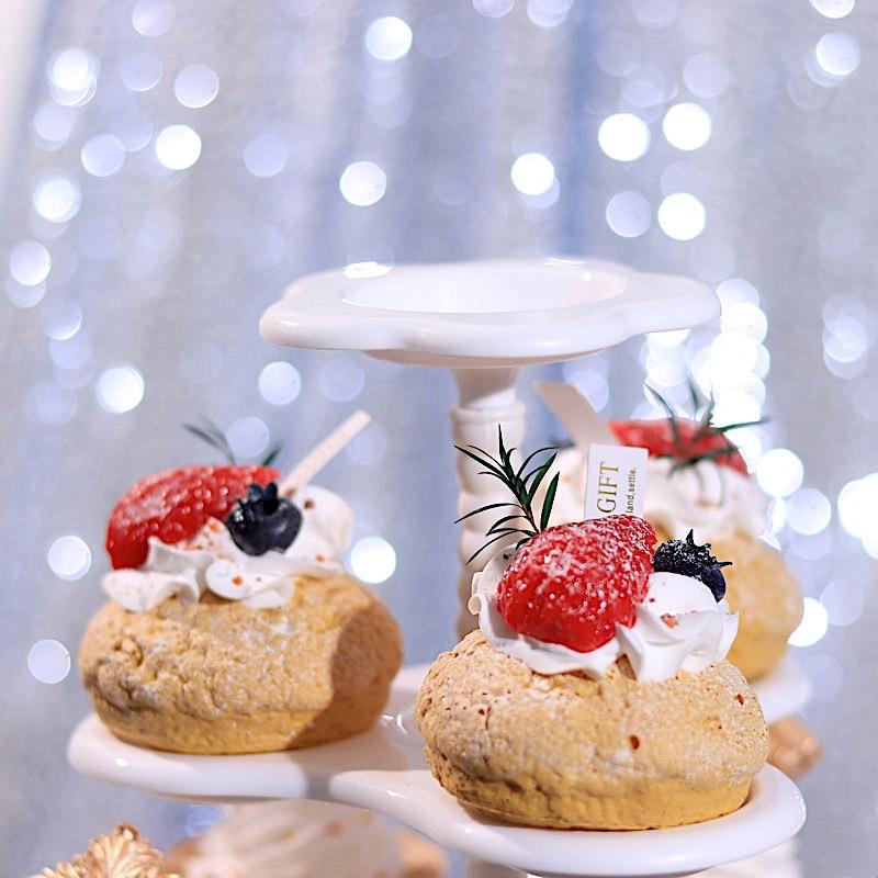 18" tall 5 Tier Plastic Dessert Stand Scalloped Cupcake Holder - White CAKE_PLST_R001_5_WHT