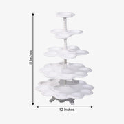 18" tall 5 Tier Plastic Dessert Stand Scalloped Cupcake Holder - White CAKE_PLST_R001_5_WHT