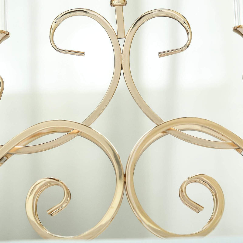 18" tall Candelabra Hurricane Candle Holder Centerpiece for 5 Candles - Gold CHDLR_CAND_027_GOLD