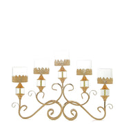 18" tall Candelabra Hurricane Candle Holder Centerpiece for 5 Candles - Gold CHDLR_CAND_027_GOLD