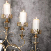 18" tall Candelabra Hurricane Candle Holder Centerpiece for 5 Candles - Gold CHDLR_CAND_027_GOLD