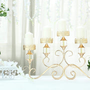 18" tall Candelabra Hurricane Candle Holder Centerpiece for 5 Candles - Gold CHDLR_CAND_027_GOLD