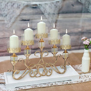 18" tall Candelabra Hurricane Candle Holder Centerpiece for 5 Candles - Gold CHDLR_CAND_027_GOLD