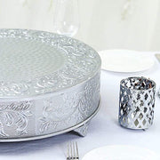 18" wide Round Floral Embossed Wedding Cake Stand