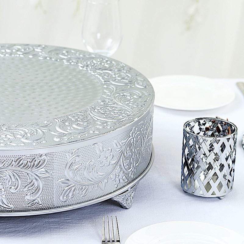 18" wide Round Floral Embossed Wedding Cake Stand