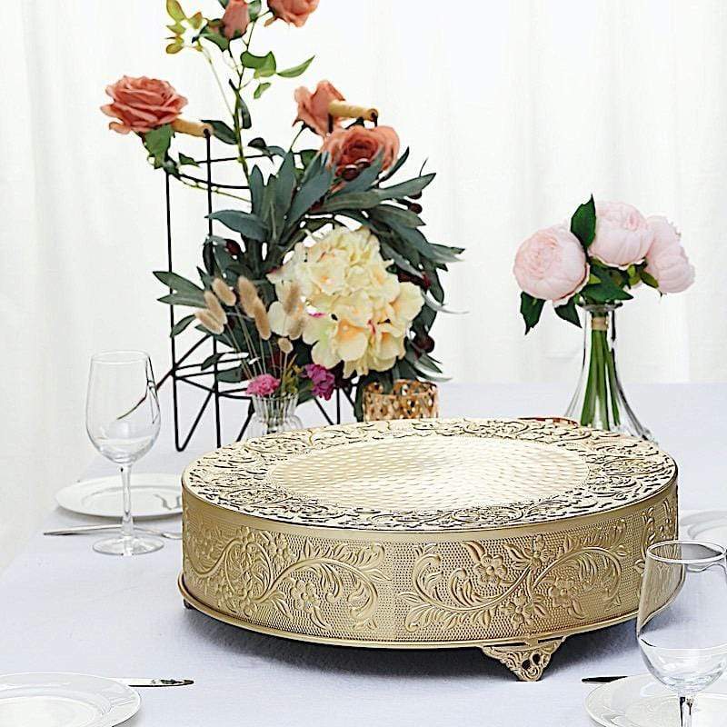 18" wide Round Floral Embossed Wedding Cake Stand