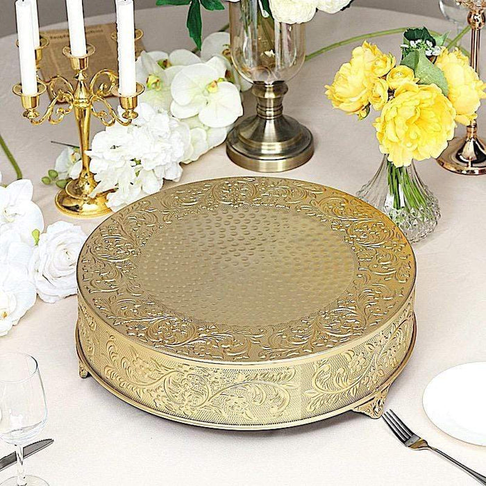 18" wide Round Floral Embossed Wedding Cake Stand