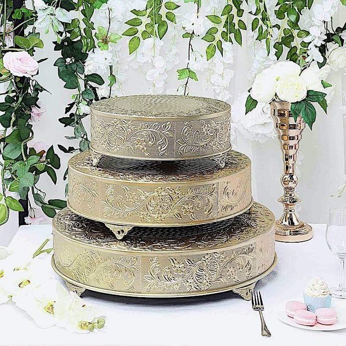 18" wide Round Floral Embossed Wedding Cake Stand