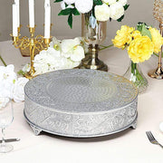 18" wide Round Floral Embossed Wedding Cake Stand