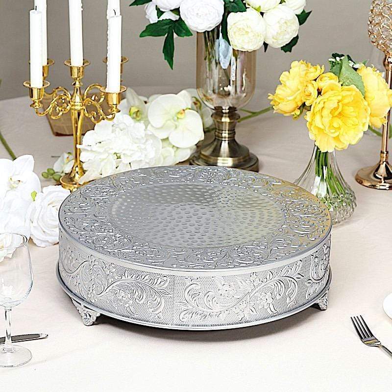 18" wide Round Floral Embossed Wedding Cake Stand