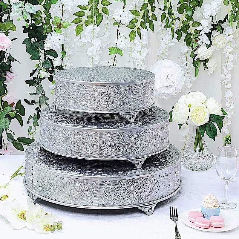 18" wide Round Floral Embossed Wedding Cake Stand