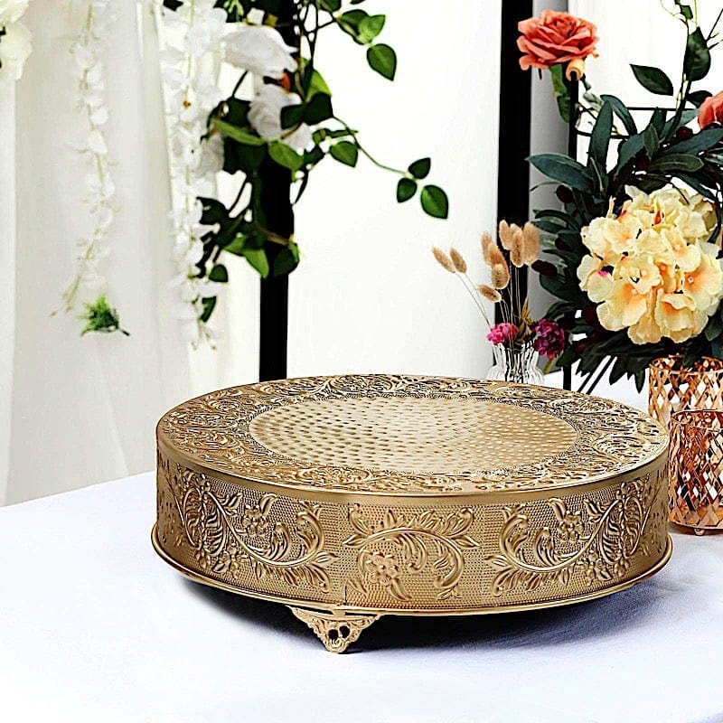 18" wide Round Floral Embossed Wedding Cake Stand