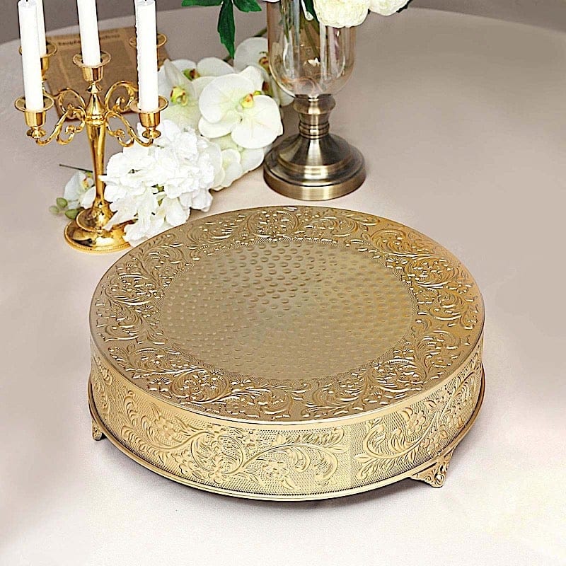 18" wide Round Floral Embossed Wedding Cake Stand