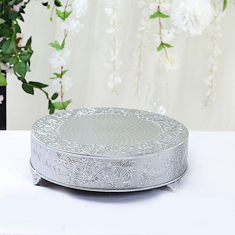 18" wide Round Floral Embossed Wedding Cake Stand