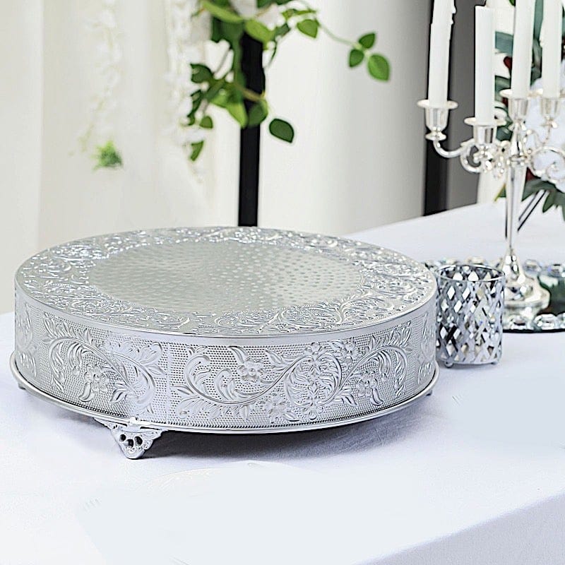 18" wide Round Floral Embossed Wedding Cake Stand
