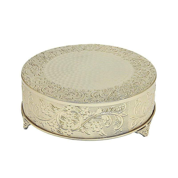 18" wide Round Floral Embossed Wedding Cake Stand CAKE_RND1_18_GOLD