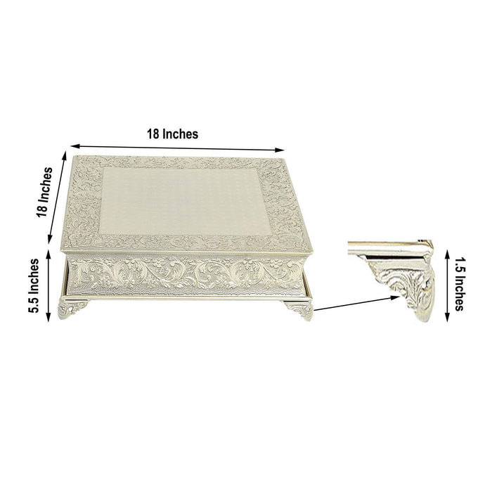 18" x 18" Square Floral Embossed Wedding Cake Stand