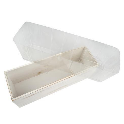 18" x 6" Natural Wood Rectangular Plant Holder Boxes Centerpieces - White WOD_PLNT01_18x6_WHT