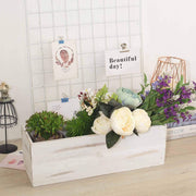 18" x 6" Natural Wood Rectangular Plant Holder Boxes Centerpieces - White WOD_PLNT01_18x6_WHT
