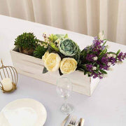 18" x 6" Natural Wood Rectangular Plant Holder Boxes Centerpieces - White WOD_PLNT01_18x6_WHT