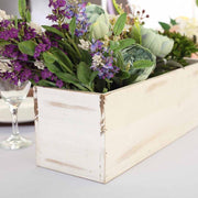 18" x 6" Natural Wood Rectangular Plant Holder Boxes Centerpieces - White WOD_PLNT01_18x6_WHT