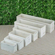 18" x 6" Natural Wood Rectangular Plant Holder Boxes Centerpieces - White WOD_PLNT01_18x6_WHT