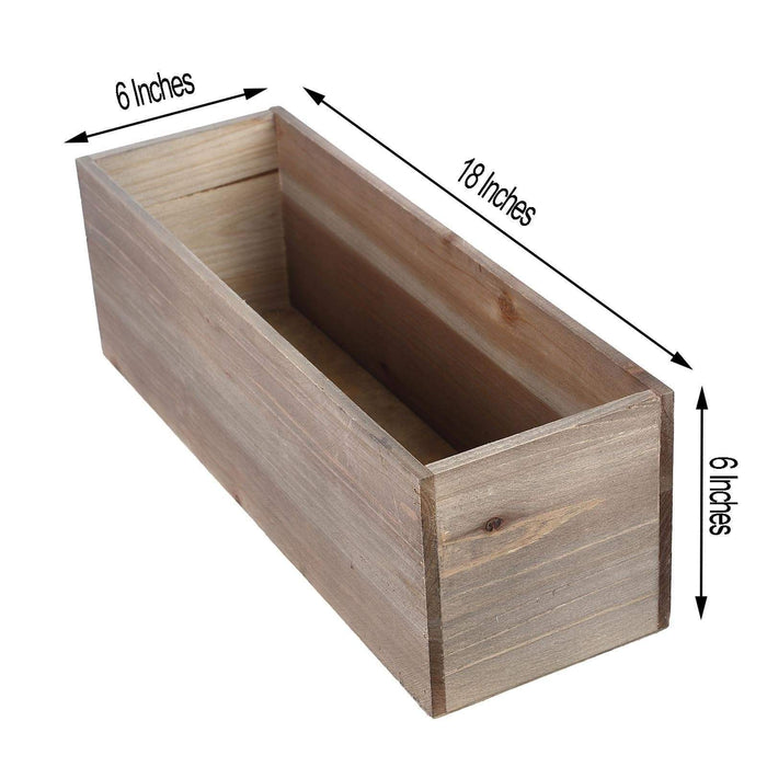 18" x 6" Wood Rectangular Box Planter Holders Centerpieces - Brown WOD_PLNT01_18X6_NAT