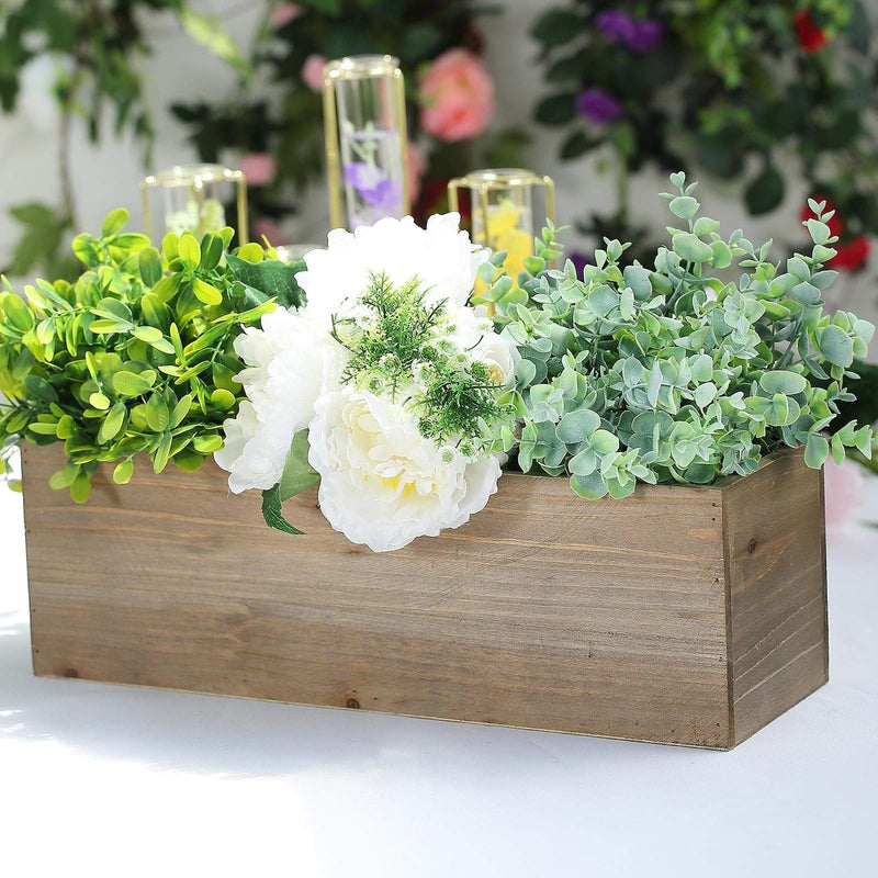 18" x 6" Natural Wood Rectangular Plant Holder Boxes Centerpieces