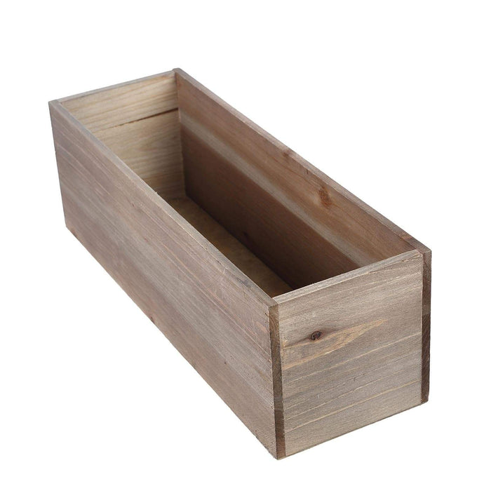 18" x 6" Wood Rectangular Box Planter Holders Centerpieces - Brown WOD_PLNT01_18X6_NAT