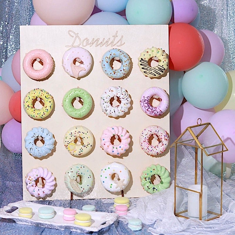 19" Donut Wall Display Stands Wooden Board Dessert Holder - Natural CAKE_STND_DNT01_NAT