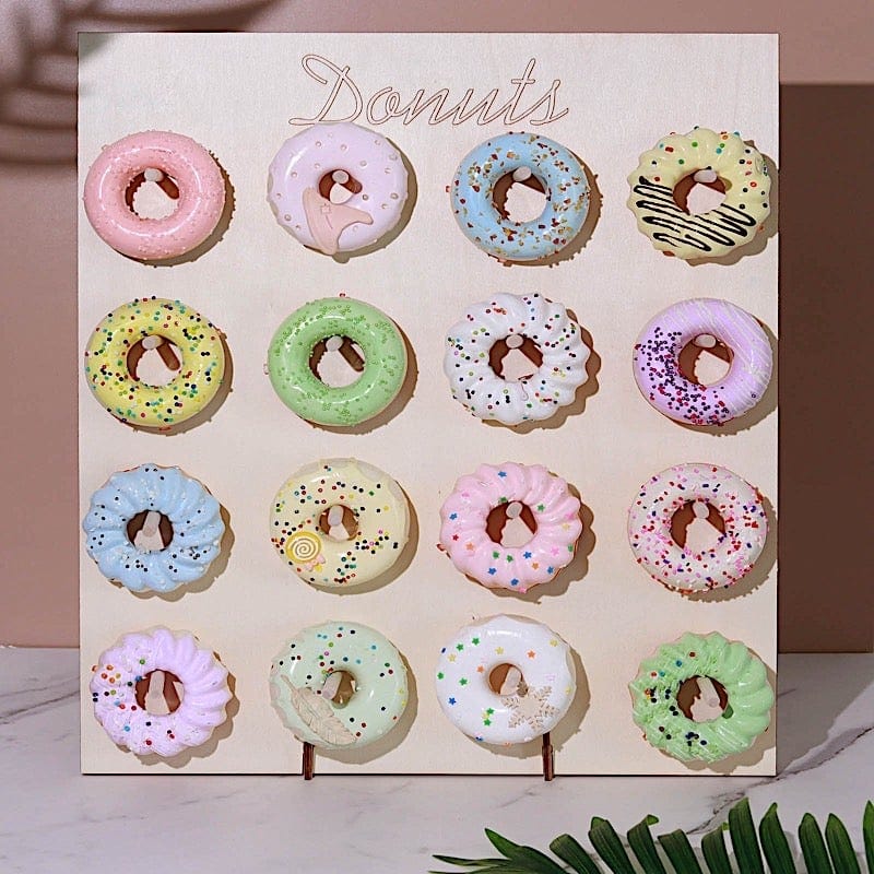 19" Donut Wall Display Stands Wooden Board Dessert Holder - Natural CAKE_STND_DNT01_NAT