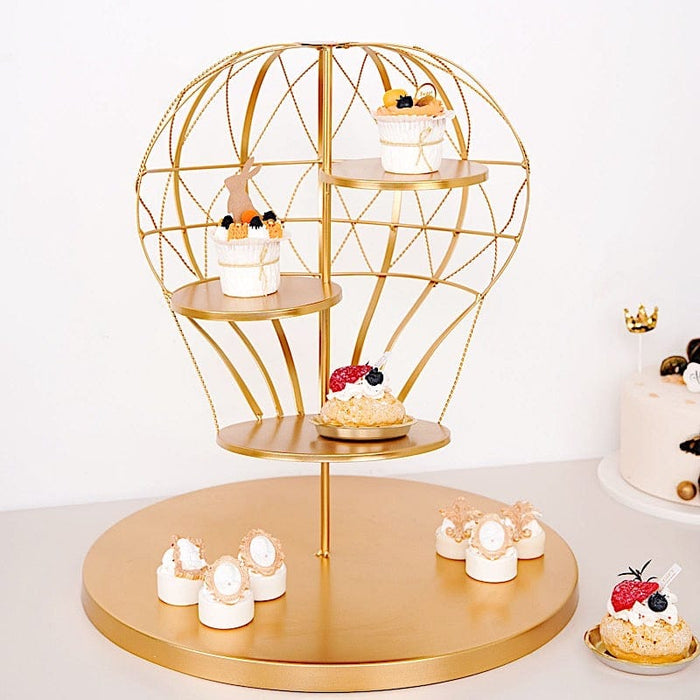 19" Hot Air Balloon 4 Tier Metal Cupcake Holder Dessert Stand - Gold CAKE_MET_002_GOLD