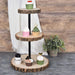 19" tall 3 Tier Round Natural Wooden Cupcake Dessert Stand - Brown with Black CAKE_WOD004_NAT
