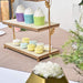 19" tall Metal with Wood 3 Tier Cupcake Holder Dessert Stand - Gold and Natural CAKE_WOD005_L_GOLD